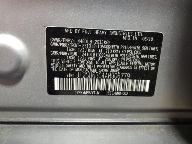 2010 SUBARU FORESTER X JF2SH6BC4AH906779