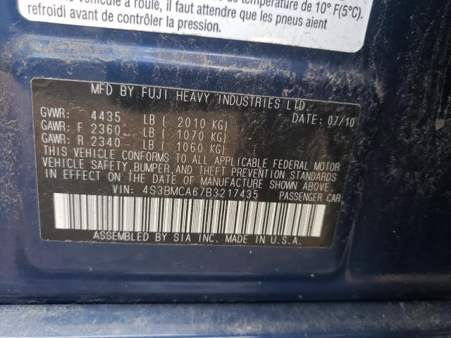 2011 SUBARU LEGACY 4S3BMCA67B3217435