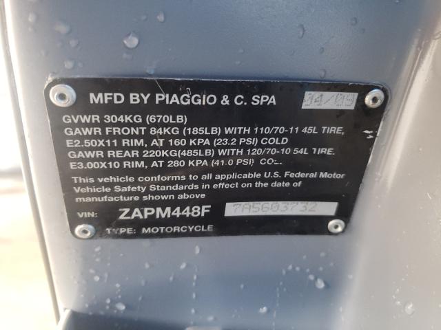 2010 VESPA LX 150 ZAPM448F7A5603732