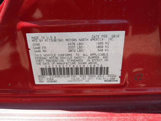2010 MITSUBISHI GALANT FE 4A32B2FF0AE016078
