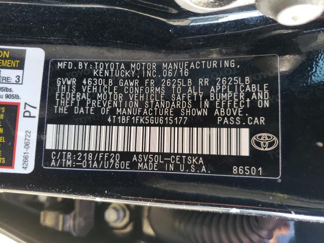 2016 TOYOTA CAMRY LE 4T1BF1FK5GU615177