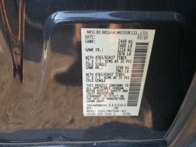 2010 NISSAN XTERRA OFF 5N1AN0NW4AC515503