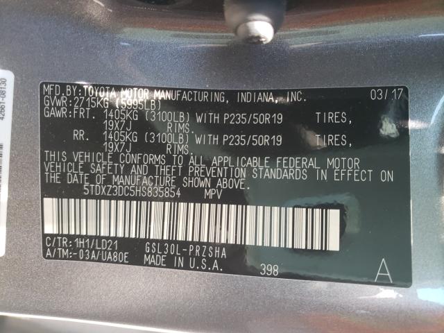 2017 TOYOTA SIENNA SE 5TDXZ3DC5HS835854