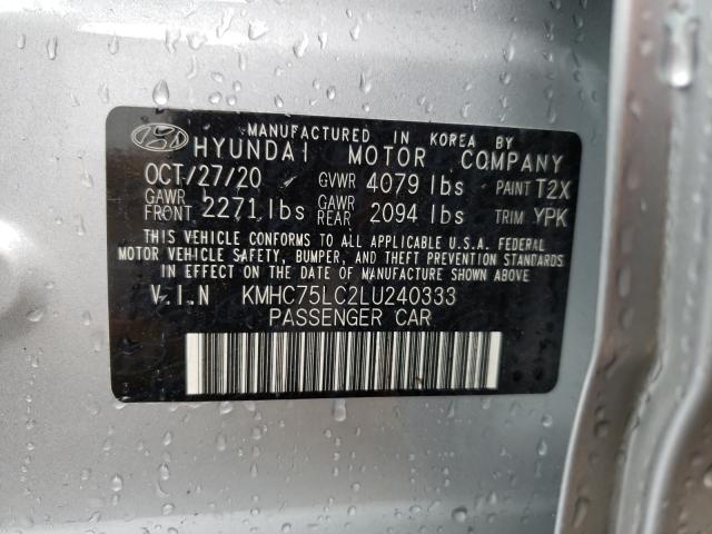 2020 HYUNDAI IONIQ SE KMHC75LC2LU240333