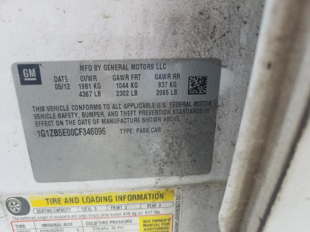 2012 CHEVROLET MALIBU LS 1G1ZB5E00CF346096