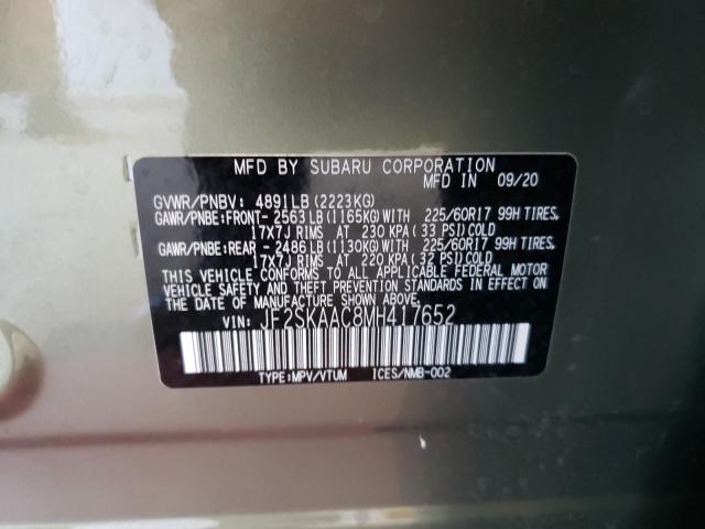 2021 SUBARU FORESTER JF2SKAAC8MH417652