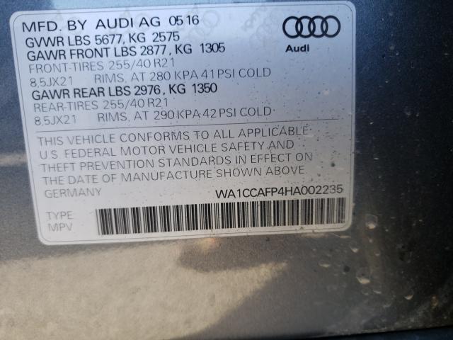 2017 AUDI SQ5 PREMIU WA1CCAFP4HA002235