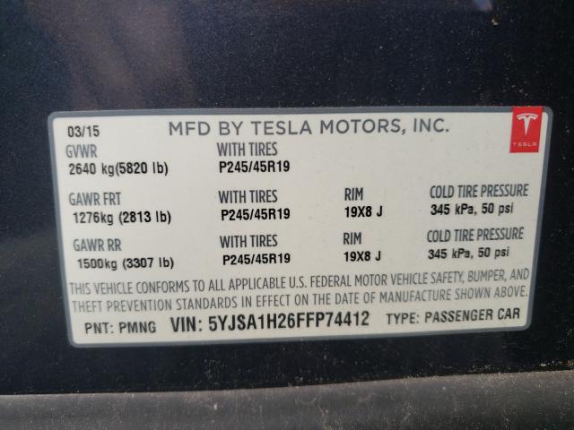 2015 TESLA MODEL S 85 5YJSA1H26FFP74412