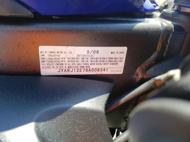 2006 YAMAHA YZFR6 L JYARJ12E76A008341