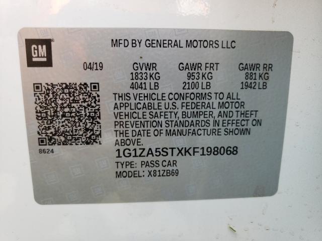 2019 CHEVROLET MALIBU L 1G1ZA5STXKF198068