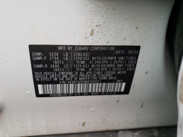 2021 SUBARU OUTBACK TO 4S4BTGPD9M3100521