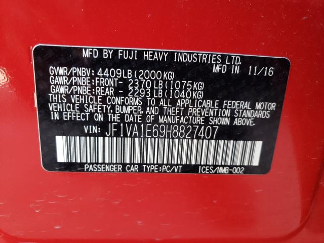 2017 SUBARU WRX PREMIU JF1VA1E69H8827407