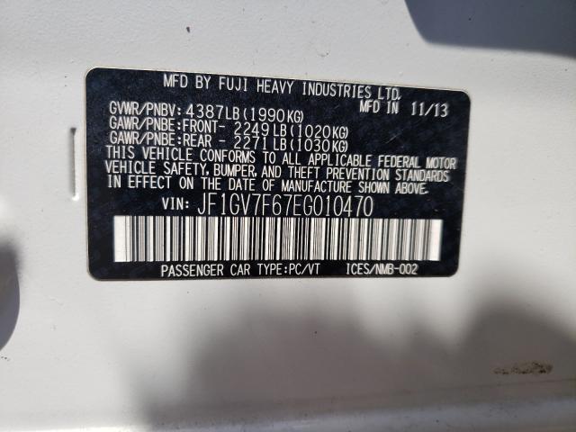 2014 SUBARU IMPREZA WR JF1GV7F67EG010470