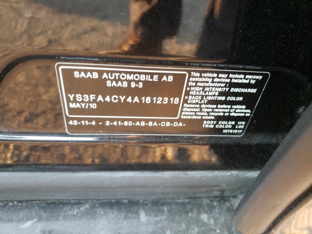 2010 SAAB 9-3 2.0T YS3FA4CY4A1612318