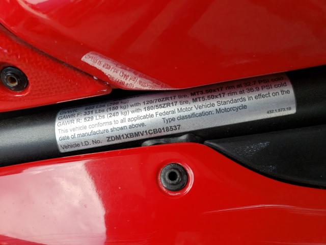2012 DUCATI SUPERBIKE ZDM1XBMV1CB018537