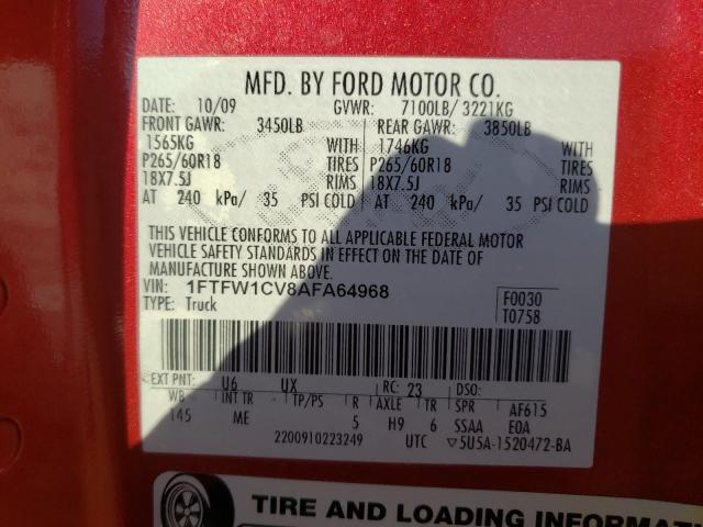 2010 FORD F150 SUPER 1FTFW1CV8AFA64968