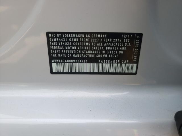 2017 VOLKSWAGEN E-GOLF SE WVWKR7AU0HW954720
