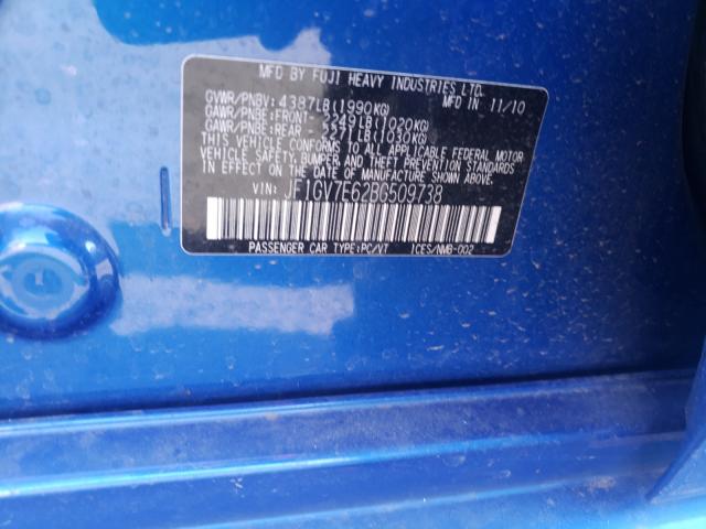 2011 SUBARU IMPREZA WR JF1GV7E62BG509738