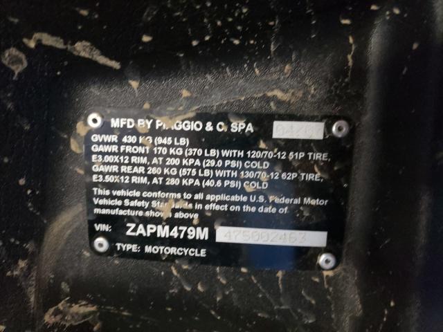 2007 PIAGGIO MP3 ZAPM479M475002463