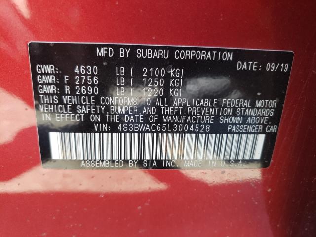 2020 SUBARU LEGACY PRE 4S3BWAC65L3004528