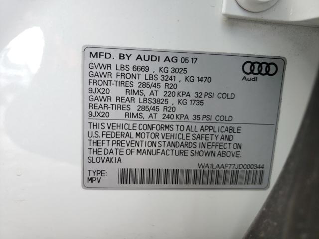 VIN WA1LAAF77JD000344 2018 Audi Q7, Premium Plus no.10