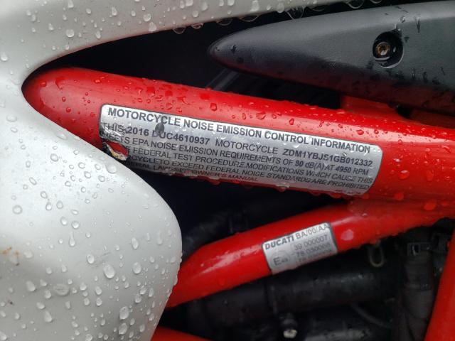 2016 DUCATI HYPERMOTAR ZDM1YBJS1GB012332