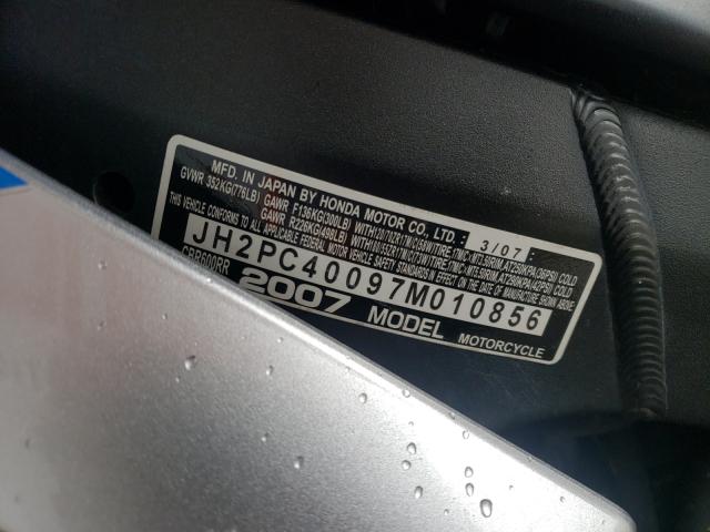 2007 HONDA CBR600 RR JH2PC40097M010856