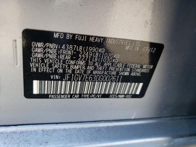 2013 SUBARU IMPREZA WR JF1GV7E63DG002611