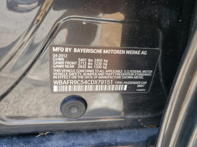 2012 BMW 550 I WBAFR9C54CDX79151