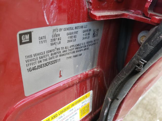 2012 BUICK LACROSSE T 1G4GJ5E33CF222511