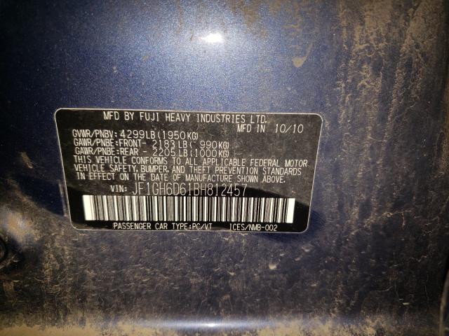 2011 SUBARU IMPREZA OU JF1GH6D61BH812457