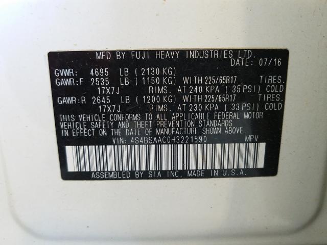 2017 SUBARU OUTBACK 4S4BSAAC0H3221590