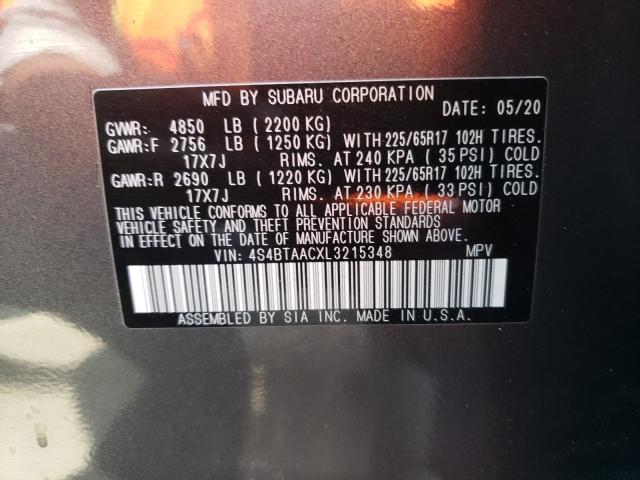 2020 SUBARU OUTBACK 4S4BTAACXL3215348