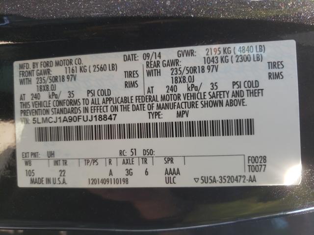 2015 LINCOLN MKC 5LMCJ1A90FUJ18847
