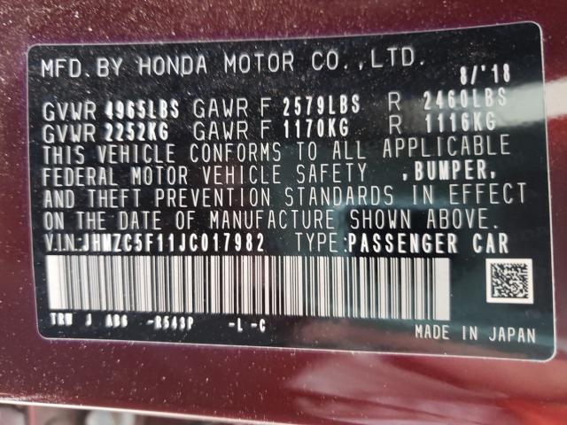 2018 HONDA CLARITY JHMZC5F11JC017982
