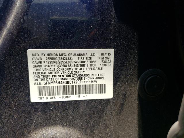 2016 HONDA PILOT EX 5FNYF6H48GB017202