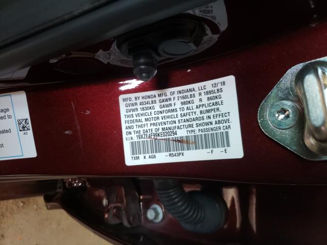 2019 HONDA INSIGHT TO 19XZE4F99KE020294