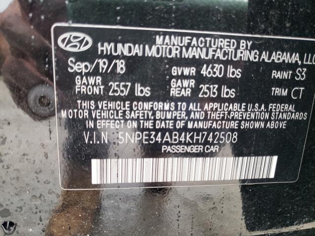 2019 HYUNDAI SONATA LIM 5NPE34AB4KH742508