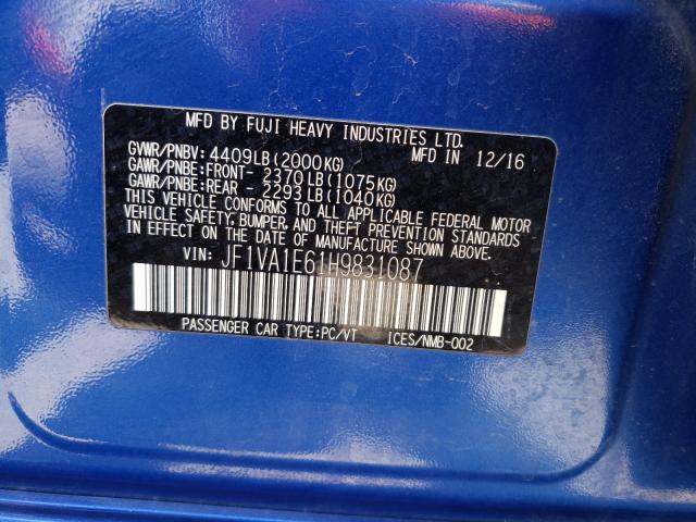 2017 SUBARU WRX PREMIU JF1VA1E61H9831087