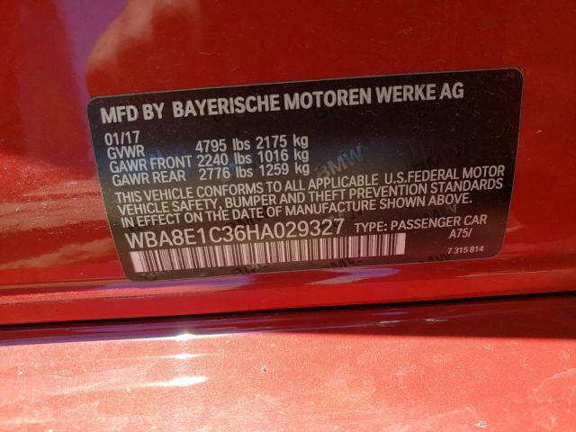 2017 BMW 330E WBA8E1C36HA029327