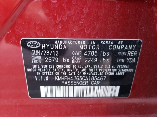 2012 HYUNDAI AZERA GLS KMHFH4JG5CA185467