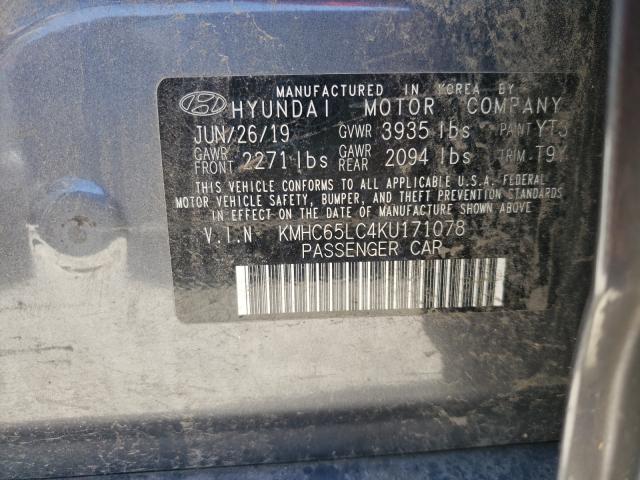 2019 HYUNDAI IONIQ BLUE KMHC65LC4KU171078