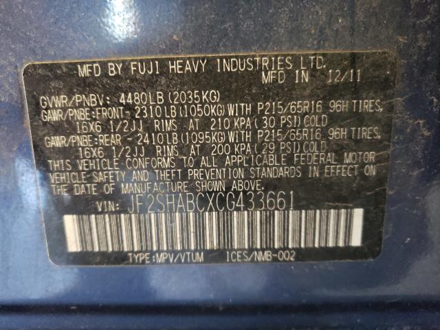 2012 SUBARU FORESTER JF2SHABCXCG433661