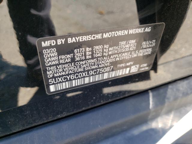 2020 BMW X6 XDRIVE4 5UXCY6C0XL9C75087