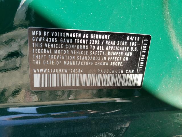 2019 VOLKSWAGEN GOLF R WVWWA7AU9KW176384