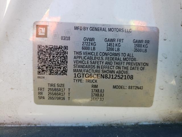 2018 GMC CANYON SLE 1GTG6CEN8J1252108