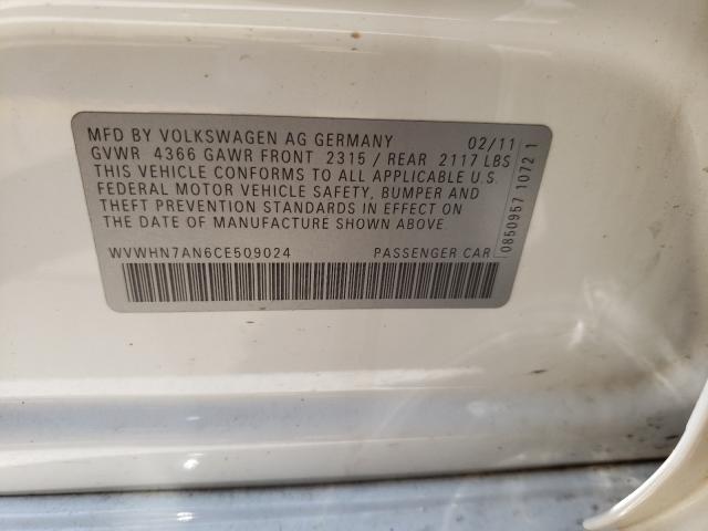 2012 VOLKSWAGEN CC LUXURY WVWHN7AN6CE509024