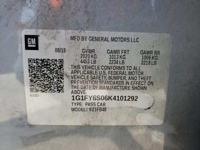 2019 CHEVROLET BOLT EV LT 1G1FY6S06K4101292