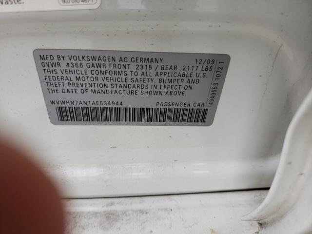 2010 VOLKSWAGEN CC LUXURY WVWHN7AN1AE534944