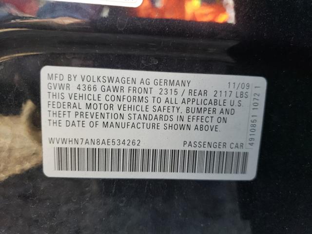 2010 VOLKSWAGEN CC LUXURY WVWHN7AN8AE534262